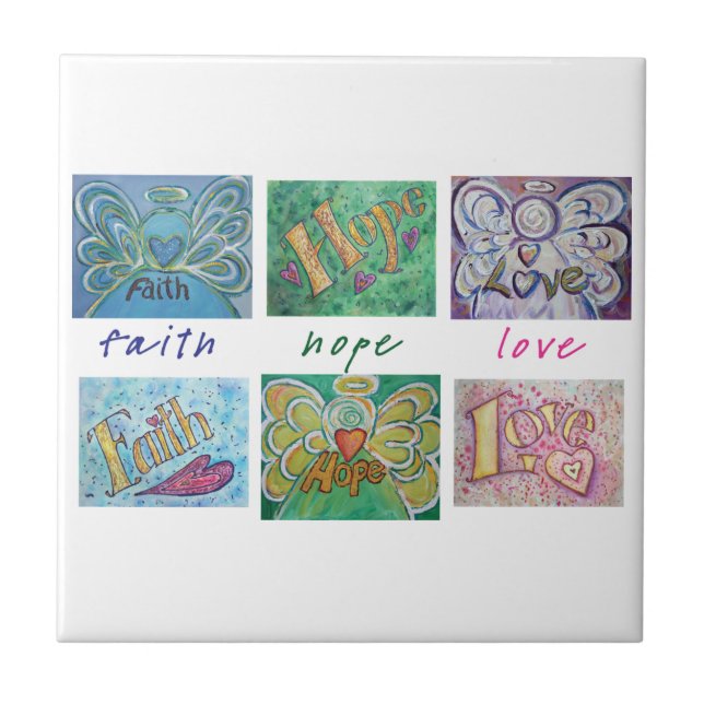 Faith Hope Love Angel Word Azulejo Gift (Frente)