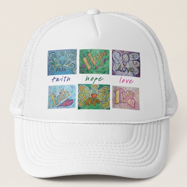 Faith Hope Love Angel Word Collage Hat ou Boné (Frente)