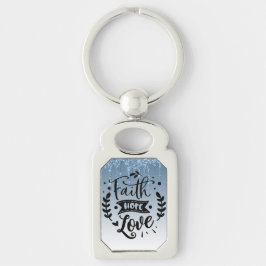 Faith Hope Love Blue Driting Glitter Chaveiro