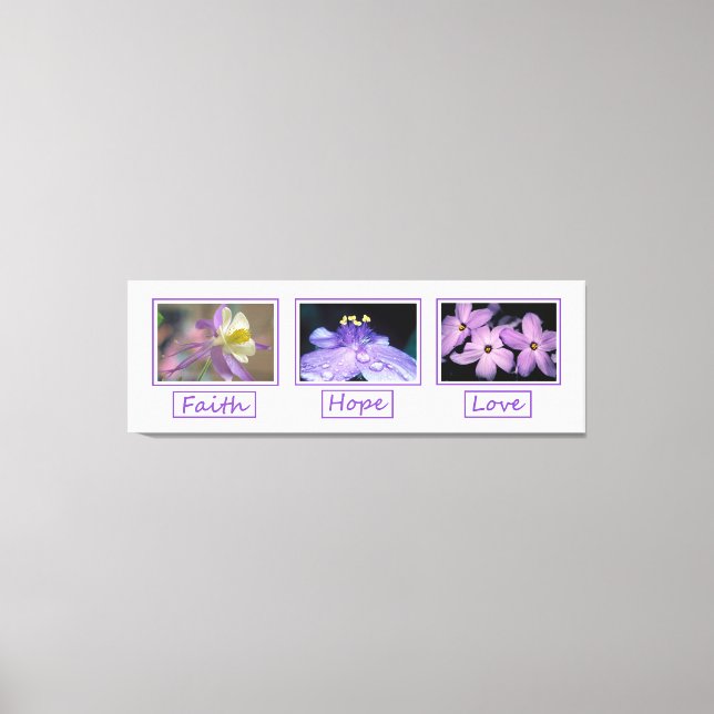 Faith Hope Love Flowers Canvas (Frente)