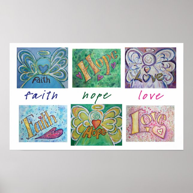 Faith Hope Love Word Collage Art Poster (Frente)