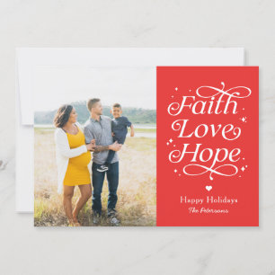 Faith Love Hope EDITABLE COLOR Holiday Cartão com 