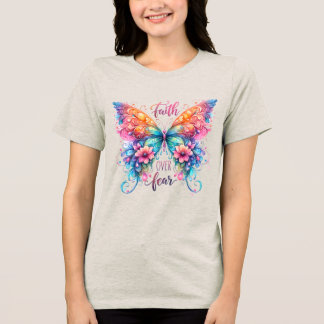 Faith Over Fear Colorful Butterfly IllustraT-Shirt