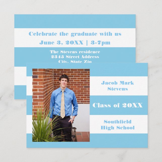 Faixa Azul e Branca - Anúncio de Graduação 3x5 (Frente/Verso)