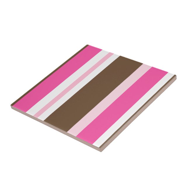 Faixa de Azulejo Cerâmico Chic Marrom e Rosa Listr (Lateral)
