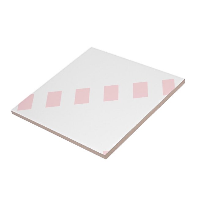 Faixa de Azulejo Cerâmico Rosa e Branco Listrado (Lateral)