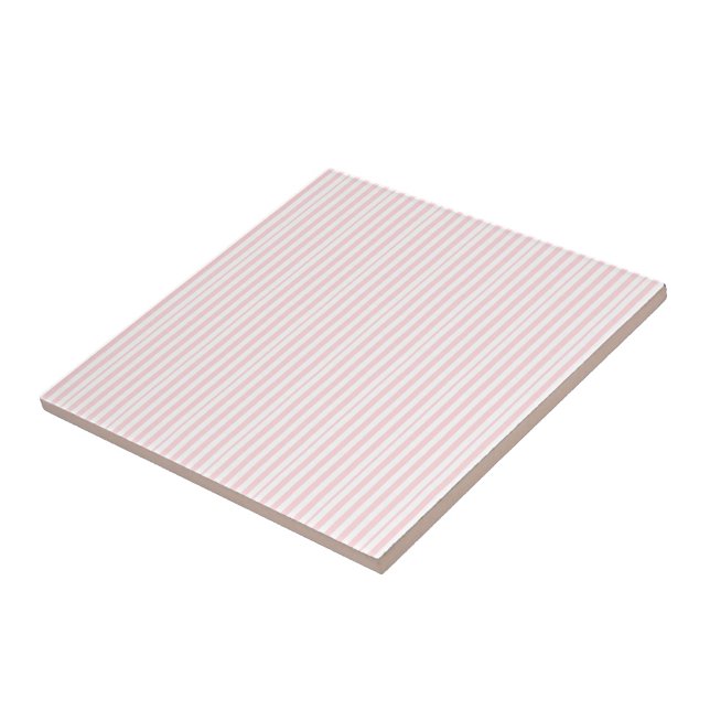 Faixa de Azulejo Cerâmico Rosa e Branco Listrado (Lateral)