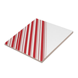 Faixa de Azulejo Cerâmico Vermelho e Branco Listra