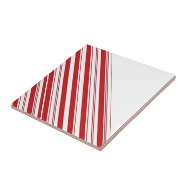 Faixa de Azulejo Cerâmico Vermelho e Branco Listra (Lateral)