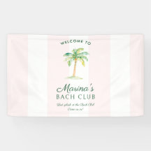 Faixa de Bem-vindo do Pink Cabana Stripes Palm Bea
