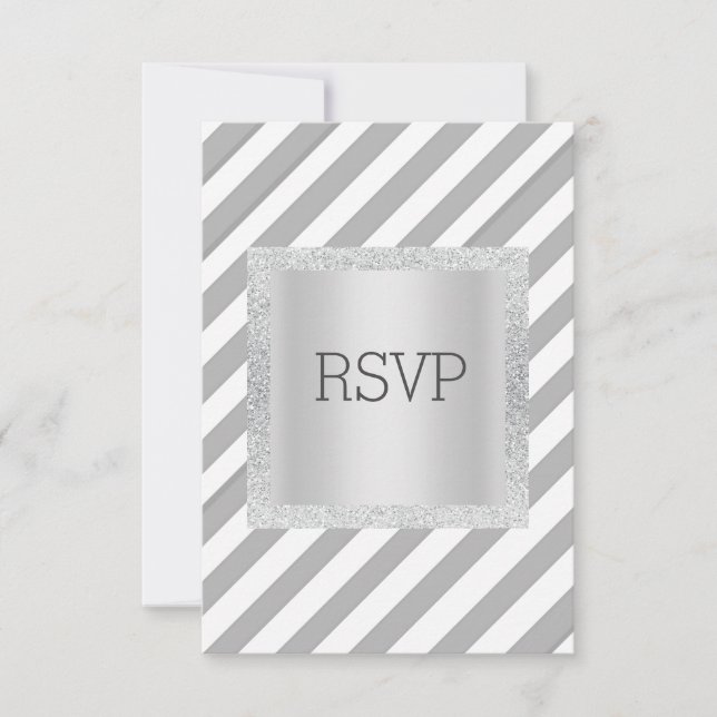 faixa de cinza com placa rsvp de faixa cintilante  (Frente)