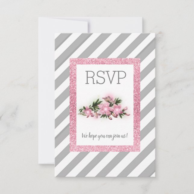 faixa de cinza com placa rsvp de faixa cintilante  (Frente)