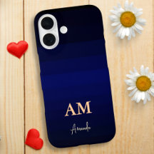 Faixa de Cor do Gradiente Azul Escuro com Monogram