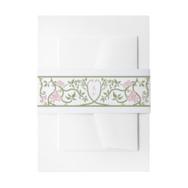Faixa Decorativa Para Convite Art Nouveau Pink and Green Floral Wedding 