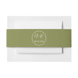 Faixa Decorativa Para Convite Boas iniciais do casamento verde-azeitona