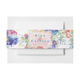 Faixa Decorativa Para Convite Boho Vibrant Flowers Invitation Belly Band