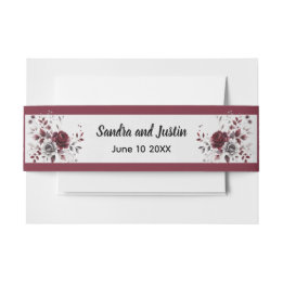 Faixa Decorativa Para Convite Bordô Escuro Cinza Prata Floral Aquarela Personali