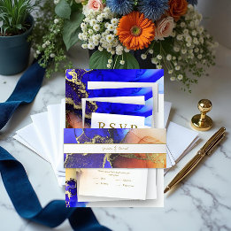 Faixa Decorativa Para Convite Borracha de Convite à Tinta de Álcool Azul-Laranja