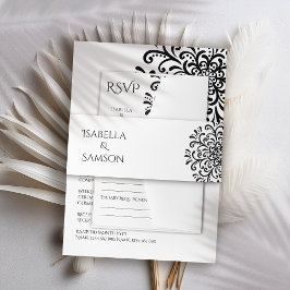 Faixa Decorativa Para Convite Casamento branco e preto