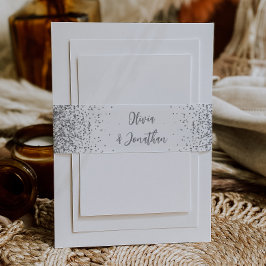 Faixa Decorativa Para Convite Casamento Branco Elegante Silver Glitter