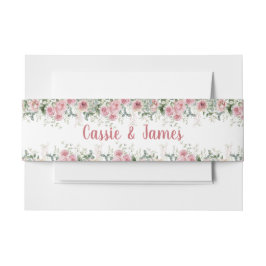 Faixa Decorativa Para Convite Casamento com Design Floral de Peônia Rosa Suave e