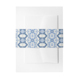 Faixa Decorativa Para Convite Casamento de Azulejo Grego Azul Elegante
