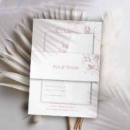 Faixa Decorativa Para Convite Casamento de Contorno de Lily Rosa