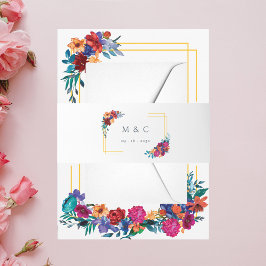 Faixa Decorativa Para Convite Casamento de Flor Fiesta Mexicano Watercolor