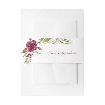 Casamento de Flores de Aquarela Burgundy Elegante