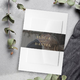Faixa Decorativa Para Convite Casamento de fotos negras de ouro com tipografia e