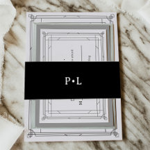 Casamento de Monograma Elegante Preto