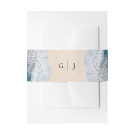 Faixa Decorativa Para Convite Casamento de Monograma Tropical Beach Ondas do Oce