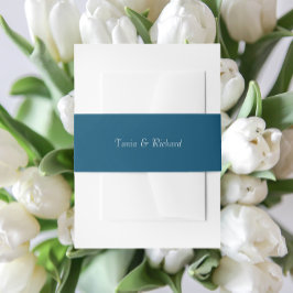 Faixa Decorativa Para Convite Casamento de Nome Simples Estilizado Teal Blue