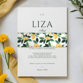 Faixa Decorativa Para Convite Casamento de Padrão de Árvore Floral do Lemon Blos
