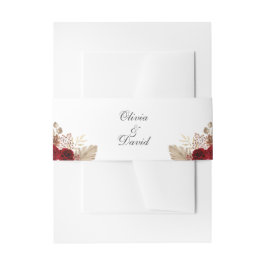 Faixa Decorativa Para Convite Casamento de Rosas de Borgonha e Folhas de Palma