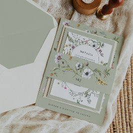 Faixa Decorativa Para Convite Casamento dos Monogramas verdes macios de flores s