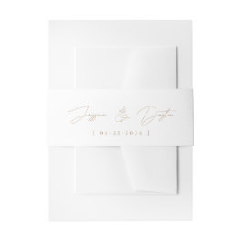 Faixa Decorativa Para Convite Casamento Dourado de Script Minimalista Elegante
