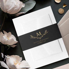 Faixa Decorativa Para Convite Casamento Dourado e preto do monograma