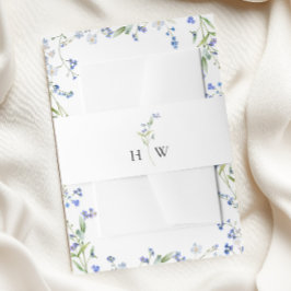 Faixa Decorativa Para Convite Casamento Floral Azul Mínimo