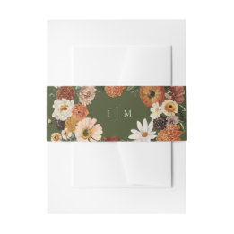 Faixa Decorativa Para Convite Casamento Floral Boho Verde Outono Monograma
