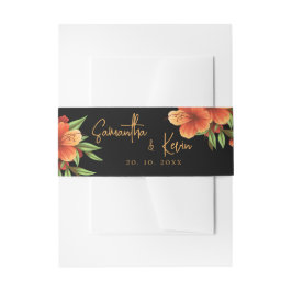 Faixa Decorativa Para Convite Casamento Floral Laranja Elegante Bonito Escuro Mo