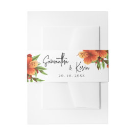 Faixa Decorativa Para Convite Casamento Floral Laranja-Laranja-Bonito Elegante