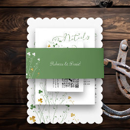 Faixa Decorativa Para Convite Casamento Irlandês Verde e Dourado Elegantemente S