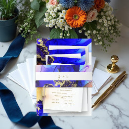 Faixa Decorativa Para Convite Casamento Laranja Azul de Sapphire Monogramado