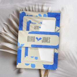 Faixa Decorativa Para Convite Casamento Romântico Azul Floral