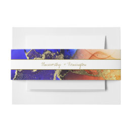 Faixa Decorativa Para Convite Casamento Único de Álcool Azul Laranja Casado