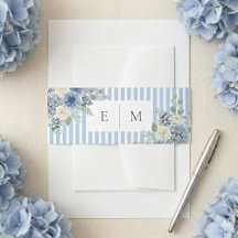 Cinta para Convite Floral Aquarela Azul