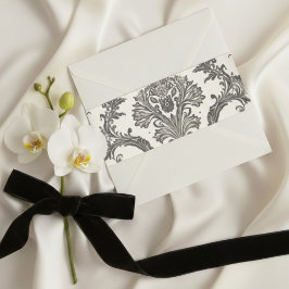 Faixa Decorativa Para Convite Classic Ivory Damask Rococo Pattern Wedding