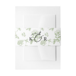 Faixa Decorativa Para Convite Classic Victorian Green Floral Wedding Monogram
