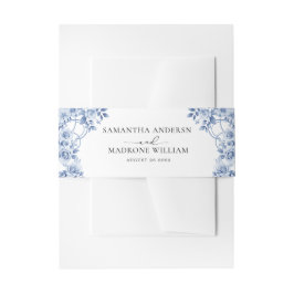 Faixa Decorativa Para Convite Clássico Rosa Floral Azul Poeirento Casamento
